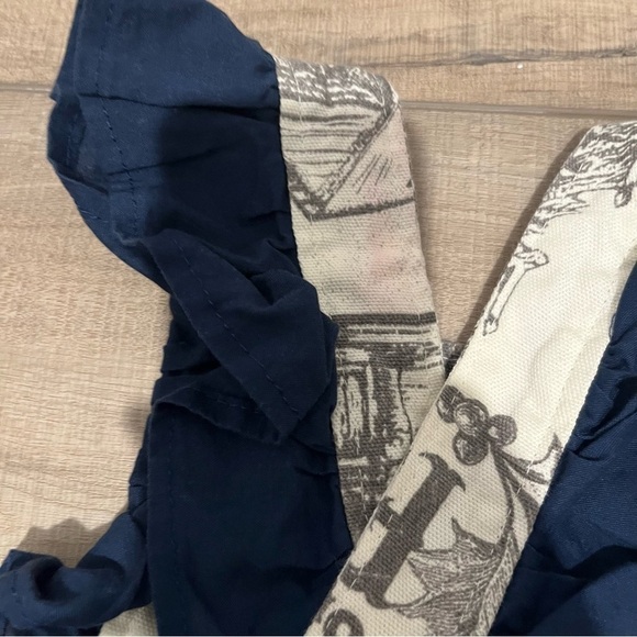 American Belles Navy Blue Ruffle Sleeve Lace Trim Tapestry Dress Size 12 month - Picture 4 of 5